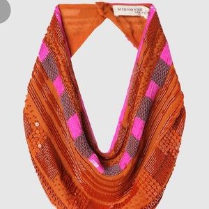 Mignonne Gavigan Kinsey Rust Beaded Scarf Necklace